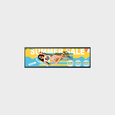 Écran publicitaire LCD de type barre de 29 pouces avec résolution 1920*360, support mural
